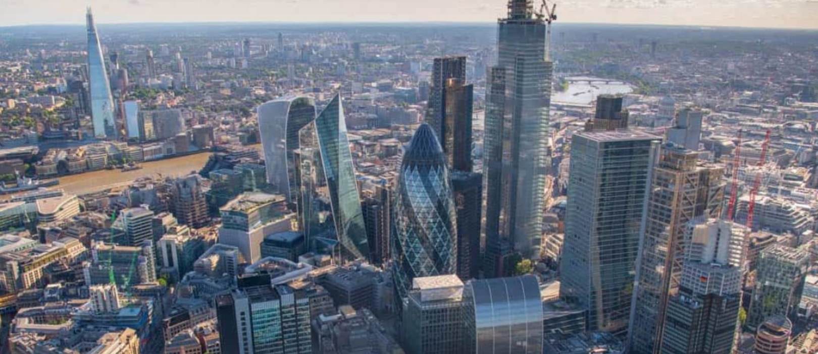 Aerial view of the City of London skyline